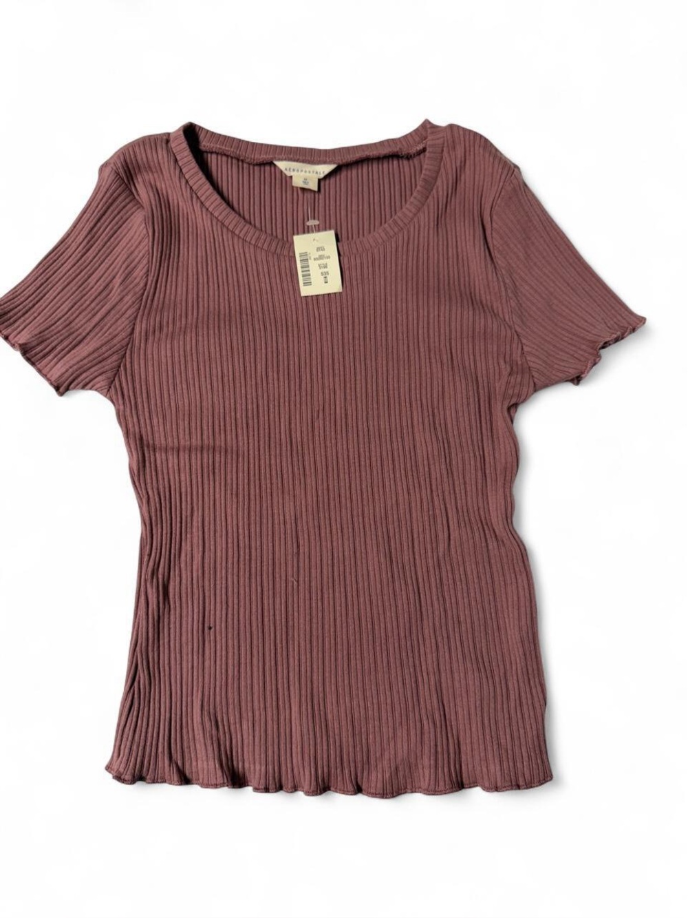 Aeropostale Mauve Ribbed Lettuce Edge Baby Tee Size M NWT